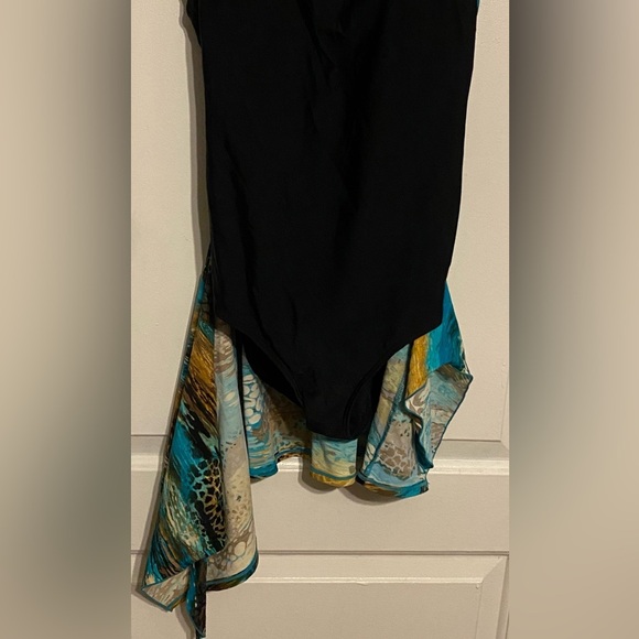 Christina Black and Blue one piece bathing suit with built in wrap sz 10 - Picture 7 of 7